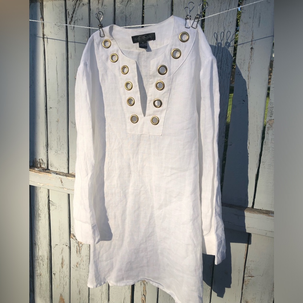 August Silk Women’s 100% Linen Shirt size S